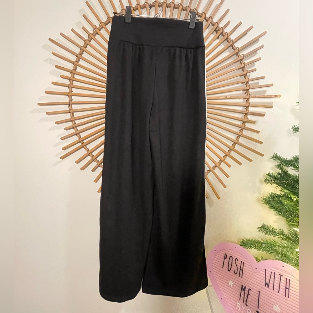 HALARA Black Ribbed Fabric High Waist Knit Track Pantts Sz M Sporty Athleisure - Picture 13 of 16